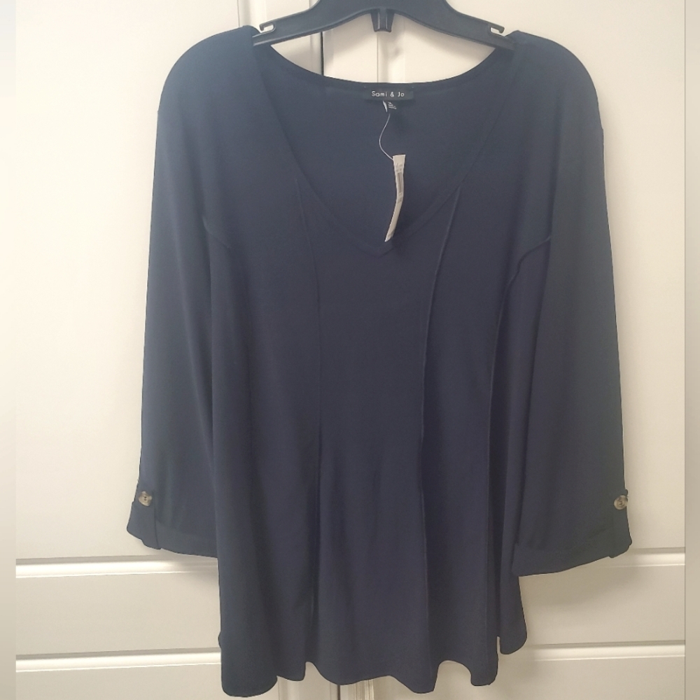 NWT Sami & Jo Tunic Navy Blue 3/4 Sleeve Size XL